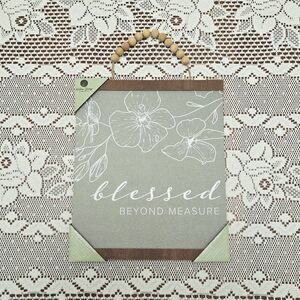 NEW Sage Green Blessed Beyond Measure Sign Willow Spring Hanging Wall Plaque